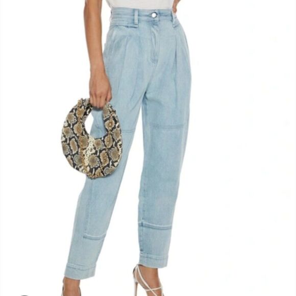 IRO Girvan Pleated Barrel Jeans Size 40 / US 8 / UK 12 Light Blue Wash Denim - Picture 10 of 11